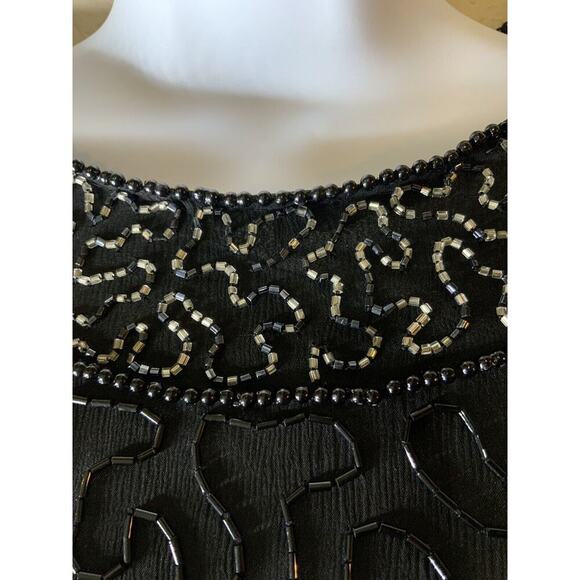 Sweelo Vintage 100% Natural Silk Black Iridescent Beaded Blouse Size Small - Picture 5 of 14